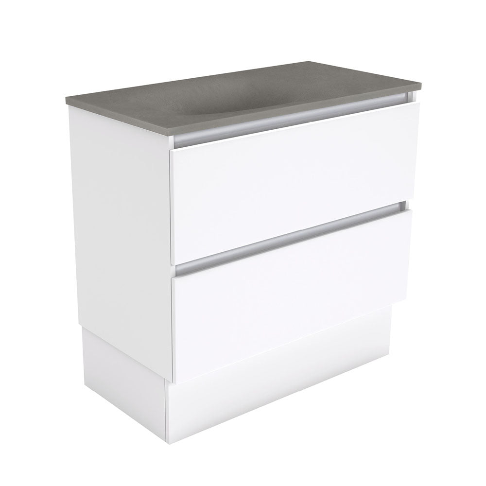 SATORI QUEST 900 Gloss White 2 Drawer Vanity On Kick