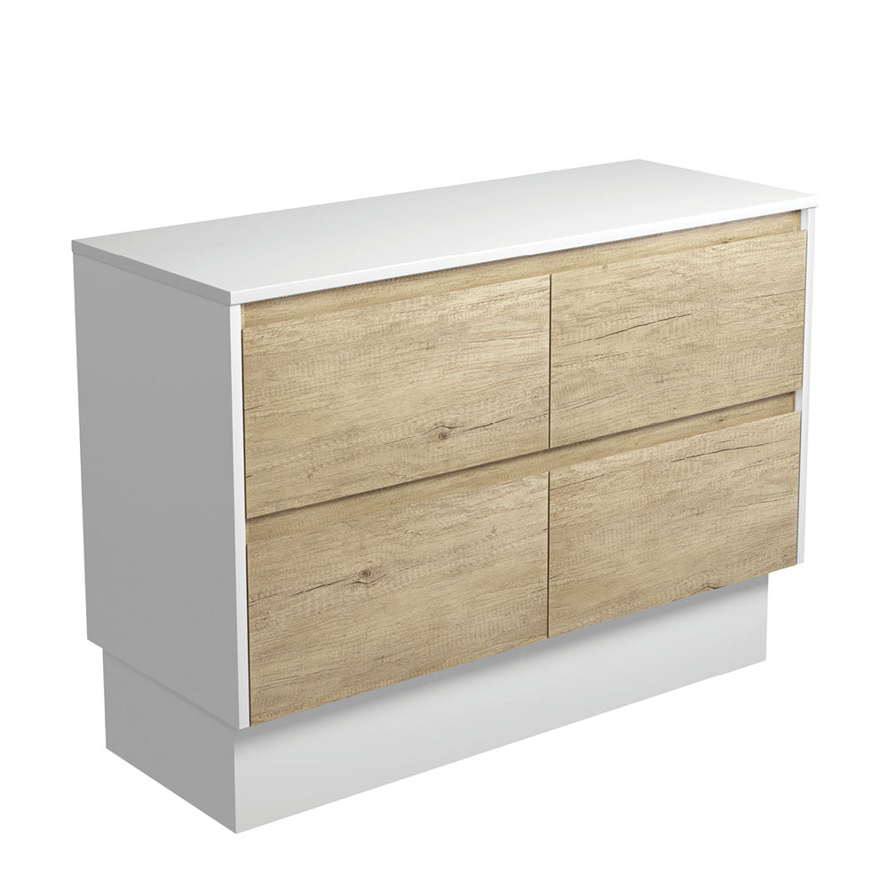 AMATO SCANDI OAK 1200 Cabinet Satin White Panels On Kick