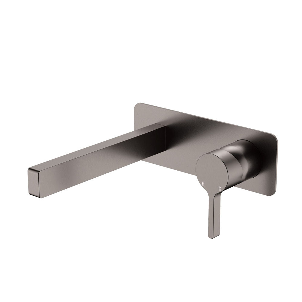 SANSA Basin Wall Mixer Set Gun Metal Soft Square Plate