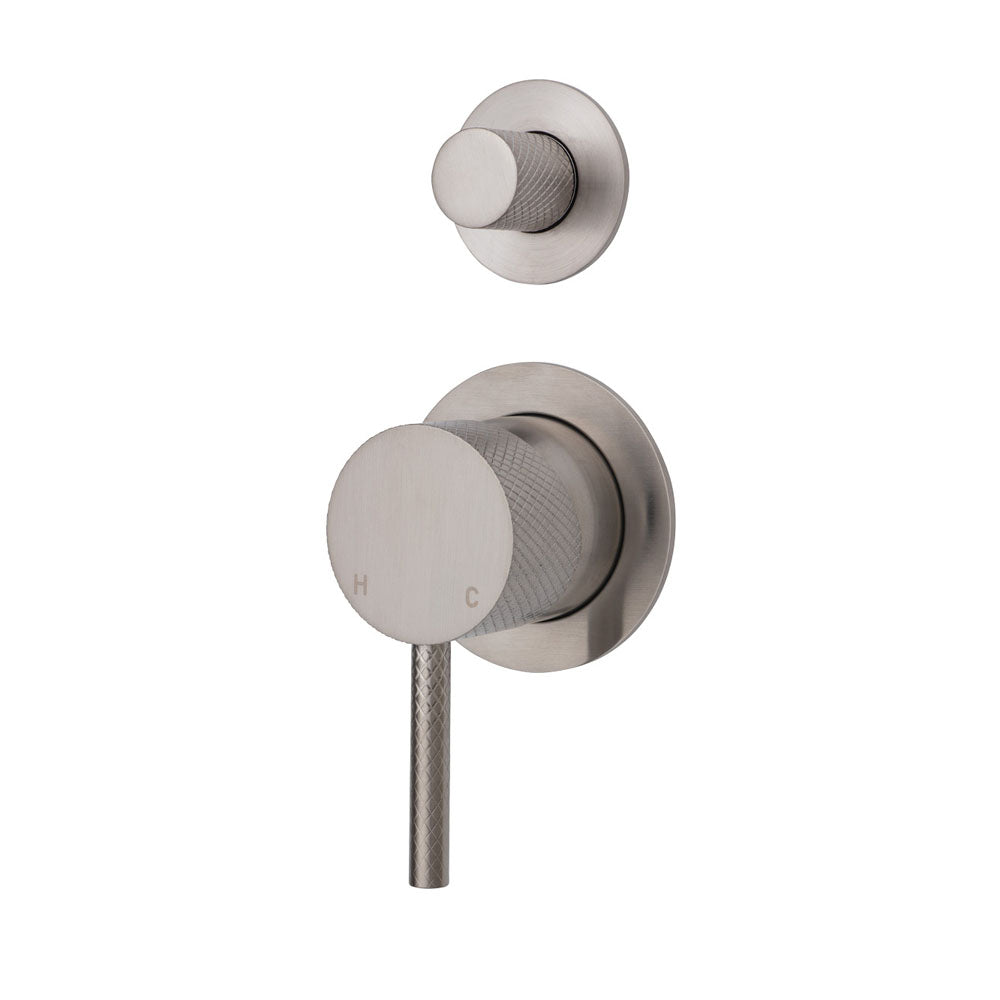 Axle Wall Diverter Mixer, Brushed Nickel, Small Round Plates