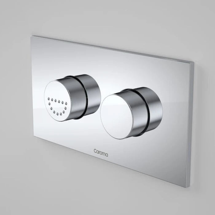 Caroma Invisi Series II Round Dual Flush Plate & Raised Care Buttons (Plastic/Metal) - Chrome