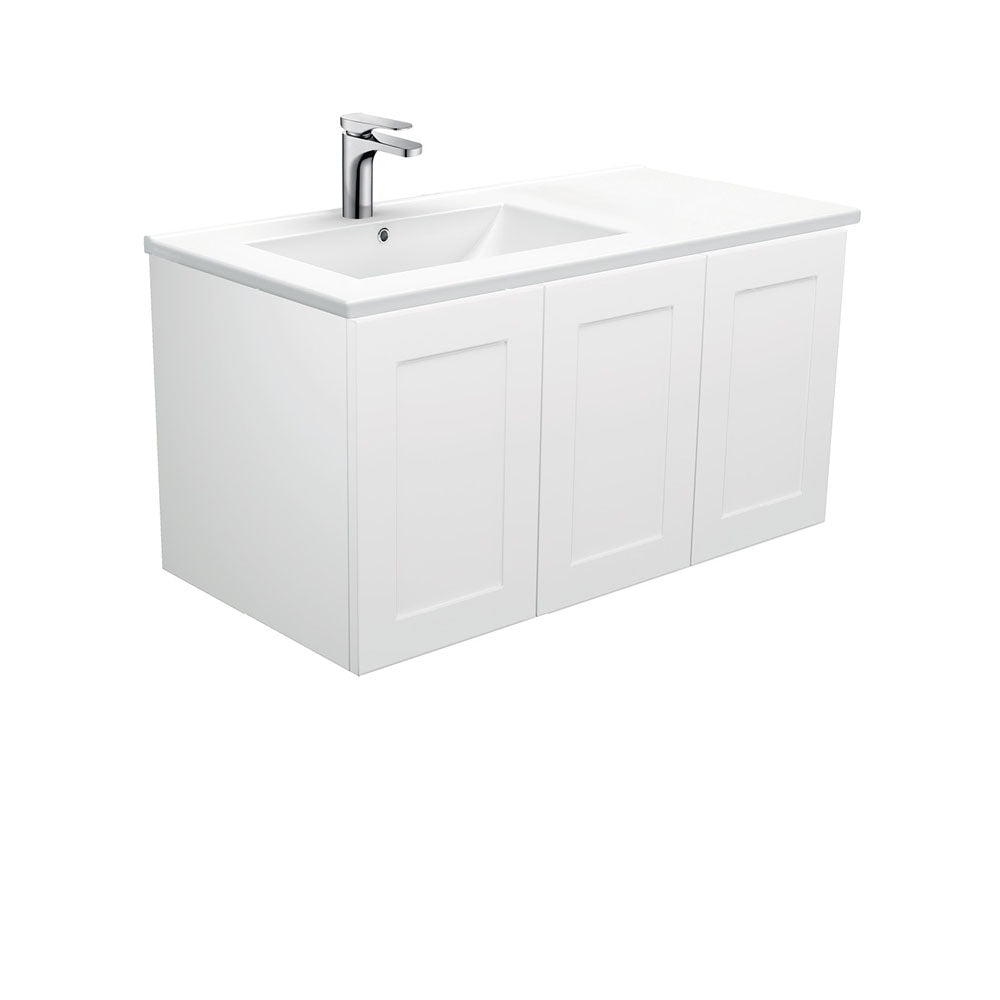 DOLCE 900 Left Offset Basin MILA SHAKERCAB Wall Hung Vanity 1TH