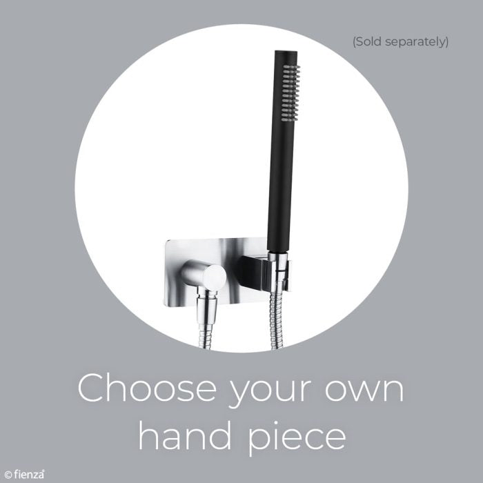 Universal Hand Shower Bracket & Hose, Soft Square Plate, Chrome