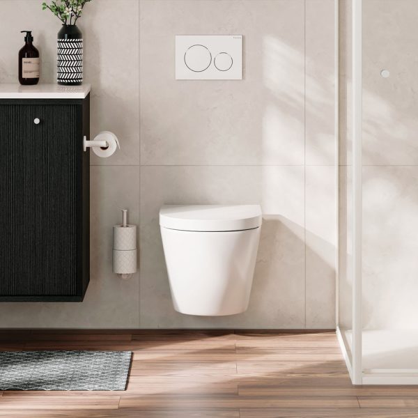 Kaya Hand Towel Rail / Toilet Roll Holder, Matte White