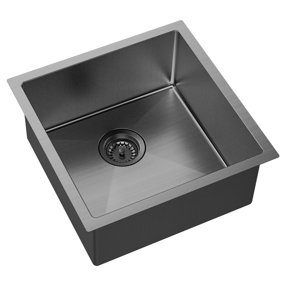 HANA Single Bowl Sink 32L Carbon Metal Inc Sink Protect Top/Undermount 450x450x200mm