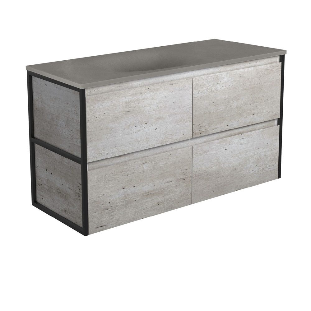 SATORI AMATO 1200 INDUSTRIAL Vanity with Satin Black Frames Wall Hung