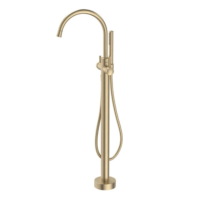 Caroma Riviere Freestanding Bath Filler With Handshower (Complete Kit) Brushed Brass