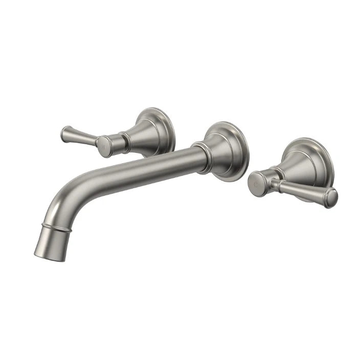 Caroma Riviere Wall Basin/Bath Set 210mm Brushed Nickel Lead Free