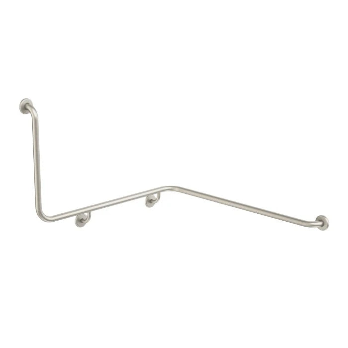 Caroma Care Support Grab Rail 90 Degree Angled 1110x1030x600 Right Hand Side Brushed Nickel