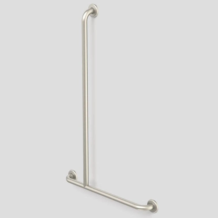 Caroma Care Support Grab Rail - 1100x700 LH T-Bar - Brushed Nickel