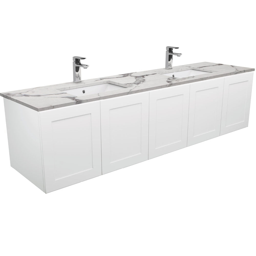Sarah Calacatta Marble Undermount Double Bowl 1800 Mila Wall-Hung Vanity