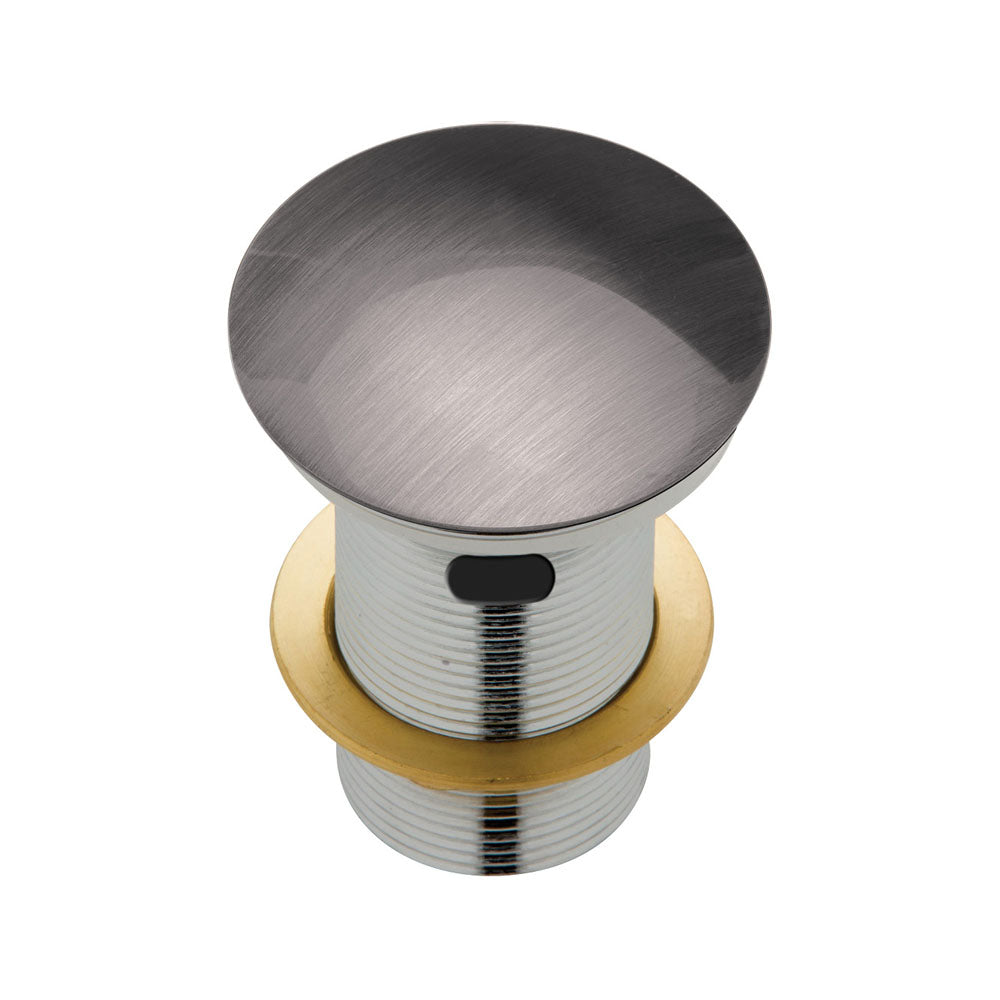 BASIN WASTE Dome Pop Up 32x70mm with Overflow Gun Metal