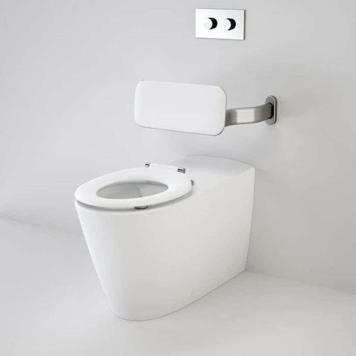Caroma Care 800 Cleanflush Invisi Series II Wall Faced Suite with Backrest, Pedigree Single Flap Seat (GermGard) - White