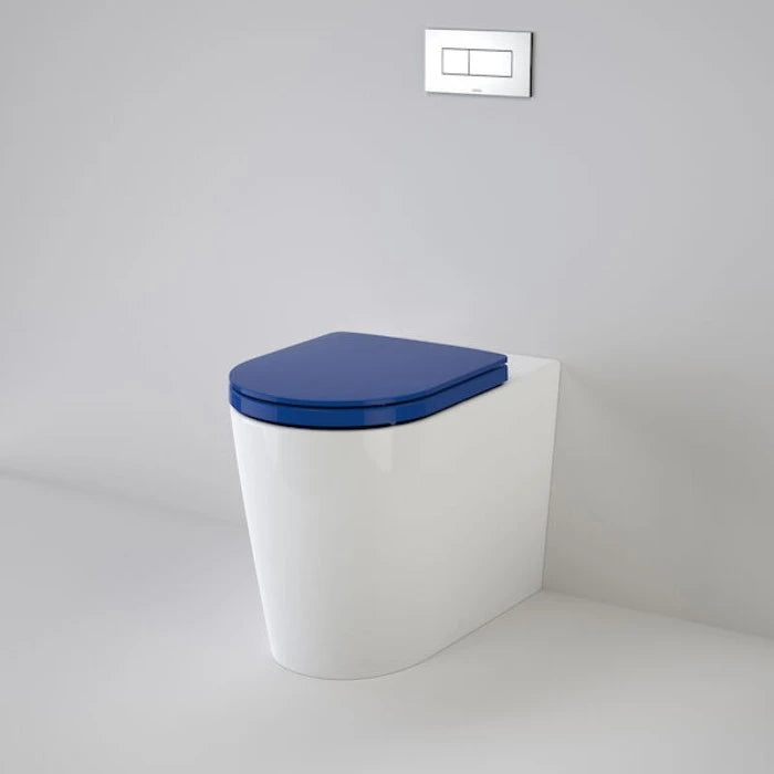 Caroma Liano Cleanflush Invisi Series II Easy Height Wall Faced Toilet Suite Double Flap Seat (GermGard) - Sorrento Blue