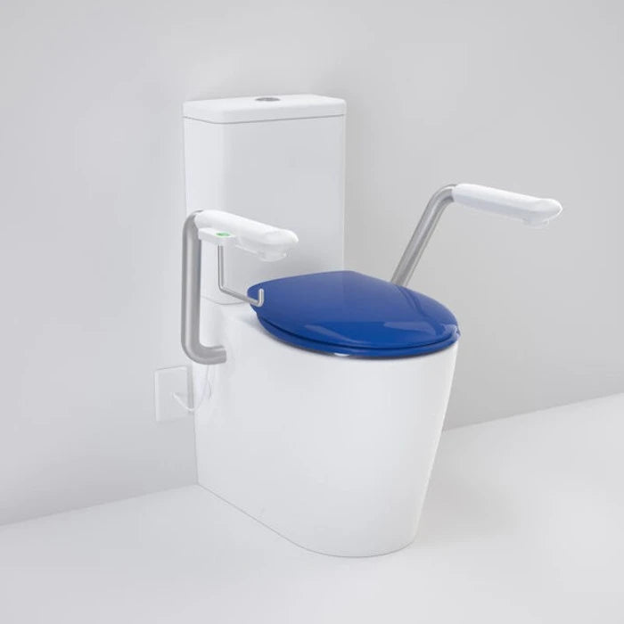 Caroma Care 660 Cleanflush WFCC Easy Height BI Suite with Nurse Call Armrest Right and Double Flap Seat - Sorrento Blue