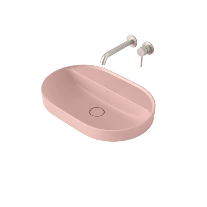 Caroma Liano II 600mm Pill Inset Basin with Tap Landing Matte Pink