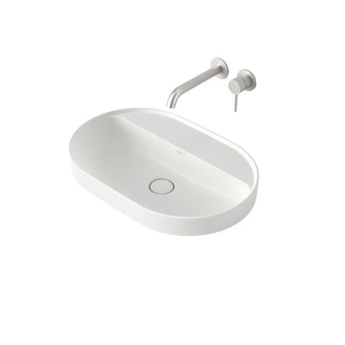 Caroma Liano II 600mm Pill Inset Basin with Tap Landing Matte White
