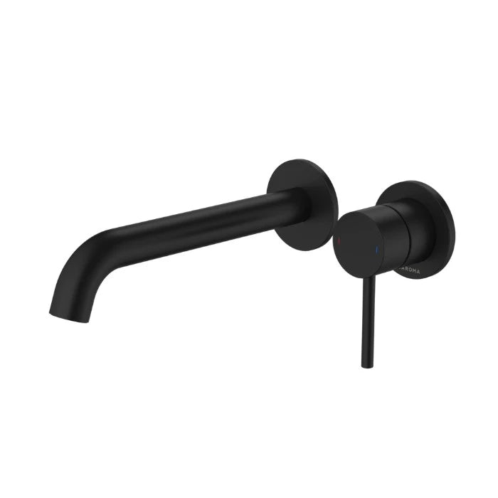 Caroma Liano II 210mm Wall Basin/Bath Mixer and Outlet Lead Free Matte Black