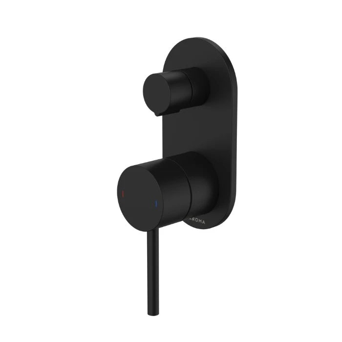 Caroma Liano II Bath Shower Mixer With Diverter and Outlet Rounded Plate Matte Black