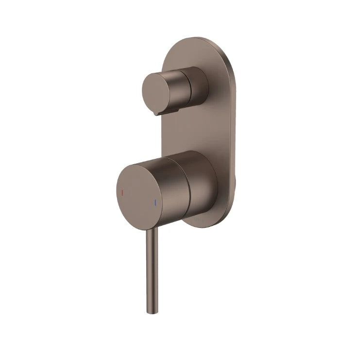 Caroma Liano II Bath Shower Mixer With Diverter and Outlet Rounded Plate Brushed Bronze