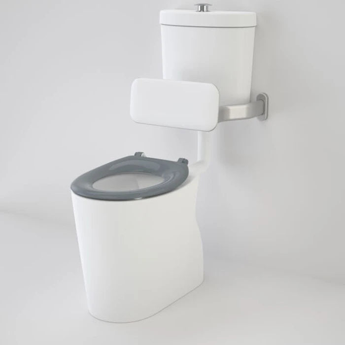 Caroma Care 610 Cleanflush Connector S Trap Suite with Backrest and Caravelle Single Flap Seat - Anthracite Grey
