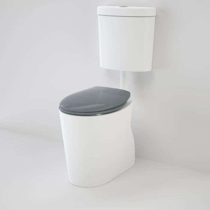 Caroma Care 610 Cleanflush Connector S Trap Suite with Caravelle Double Flap Seat - Anthracite Grey