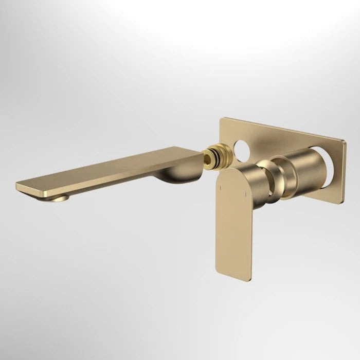 Caroma Urbane II 180mm Wall Basin / Bath Trim Kit - Rectangular Cover Plate - Brushed Brass