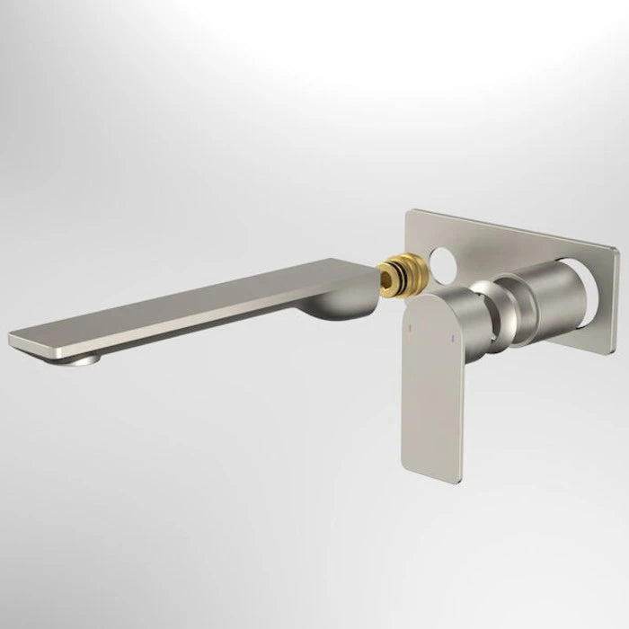 Caroma Urbane II 220mm Wall Basin / Bath Trim Kit - Rectangular Cover Plate - Brushed Nickel