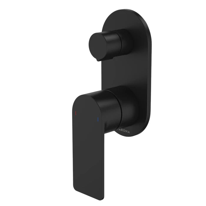 Caroma Urbane II Bath/Shower Mixer With Diverter Round Cover Plate Matte Black
