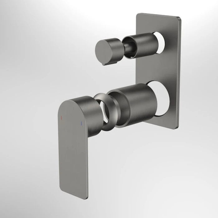 Caroma Urbane II Bath / Shower Mixer With Diverter Trim Kit - Rectangular Cover Plate - Gunmetal