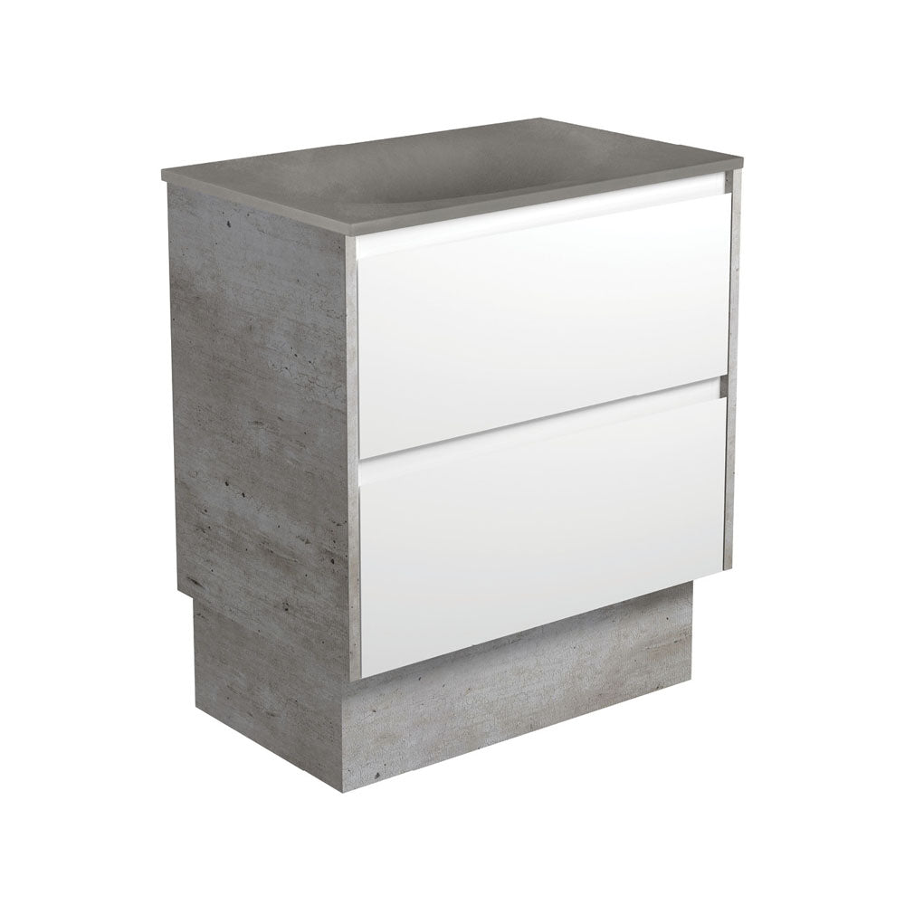 SATORI AMATO 750 Satin White Vanity with INDUSTRIAL Panels On Kick
