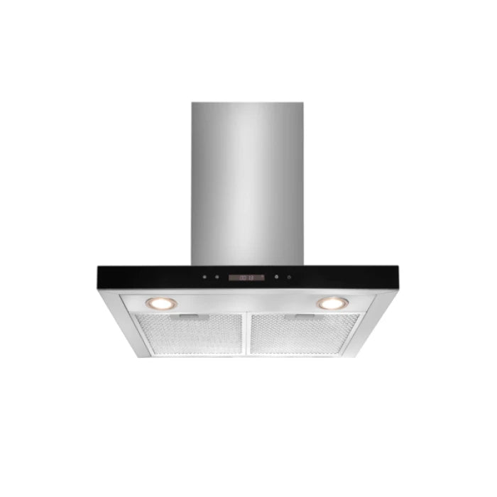 60CM T SHAPE RANGE HOOD BLACK GLASS FRONT W/ CHARCOL FILTER