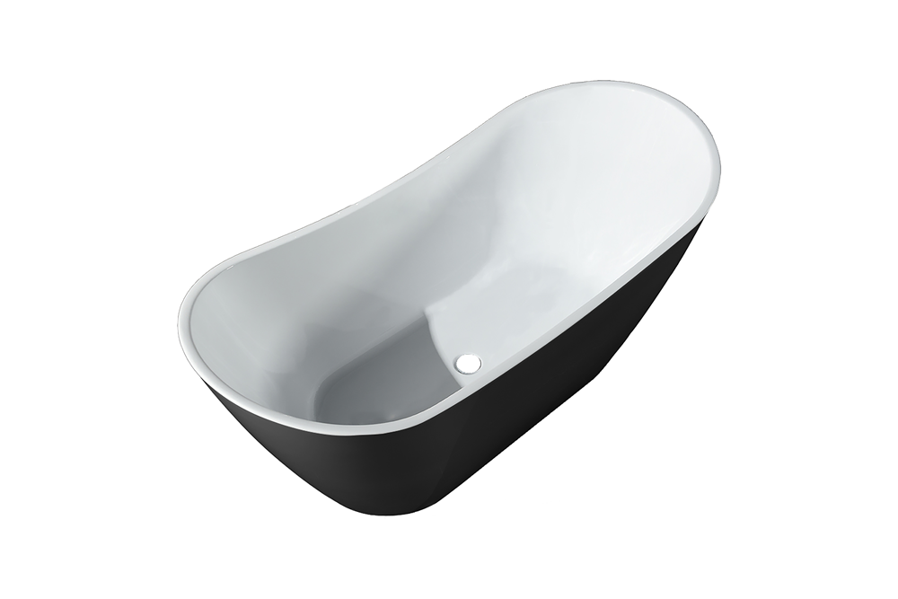 Freestanding Bathtub - Boat Shape 1700 Matte Black / Gloss White