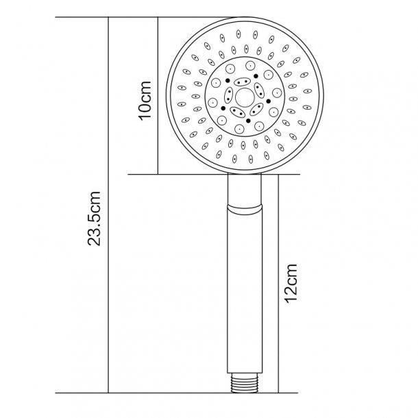 Chrome 5 Function Round Hand held Shower 235mm*100mm
