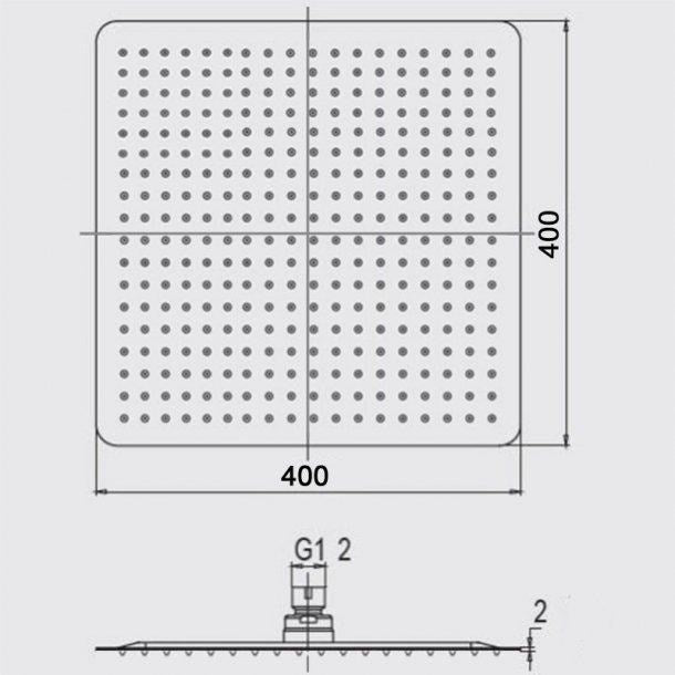 16" Square Chrome Shower Head(304 Stainless Steel)