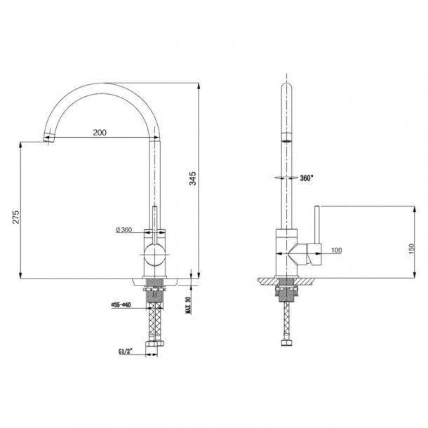 Round Chrome Standard Kitchen Sink Mixer Tap