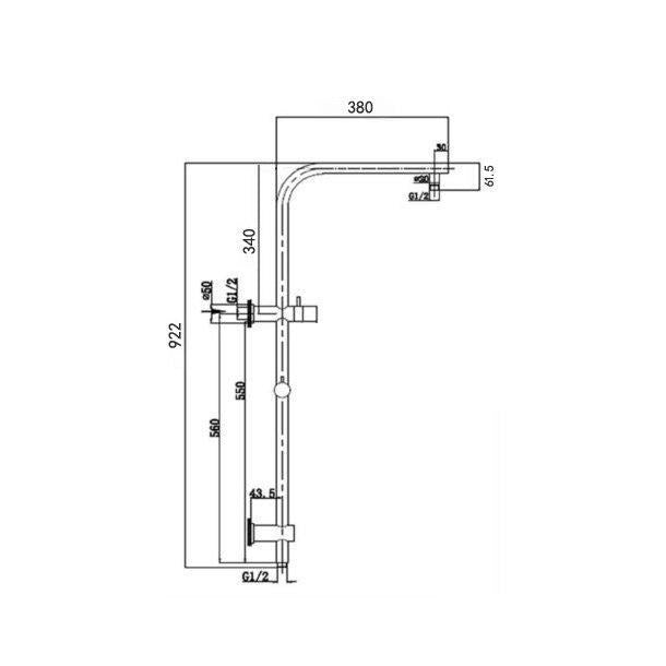 Round Chrome Shower Station(Right Angle) without Shower Head and Handheld Shower