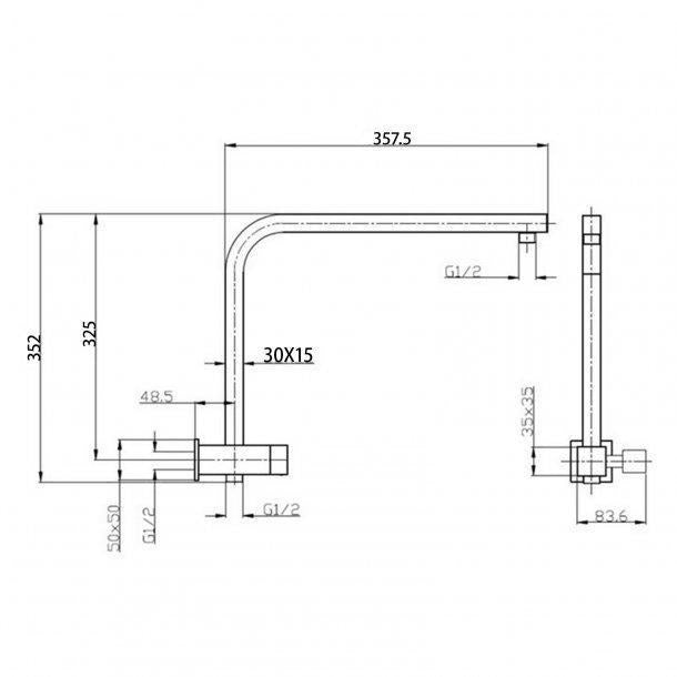 8'' Square Chrome Shower Station Top Water Inlet