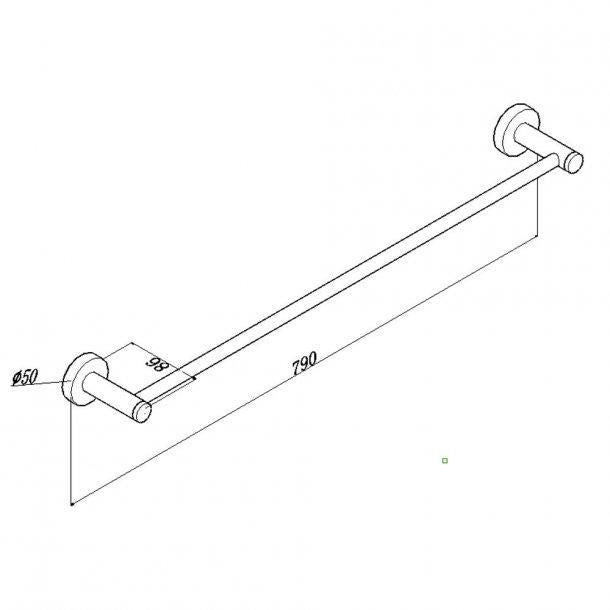 Round Chrome Single Towel Rack Rail 790mm