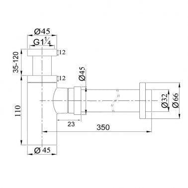 Square Gun Metal Grey Bottle Trap 32mm