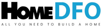Logo of Home DFO with black and blue text on a white background