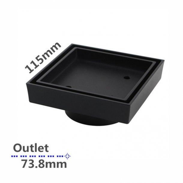 115*115mm Black Smart Tile Insert Floor Waste Shower Grate Drain(73.8mm Outlet)
