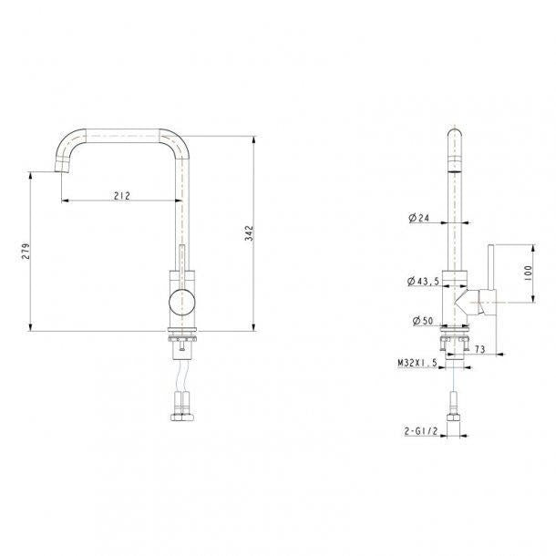 Electroplated Brass Matte Black Swivel Spout Kitchen Mixer Tap