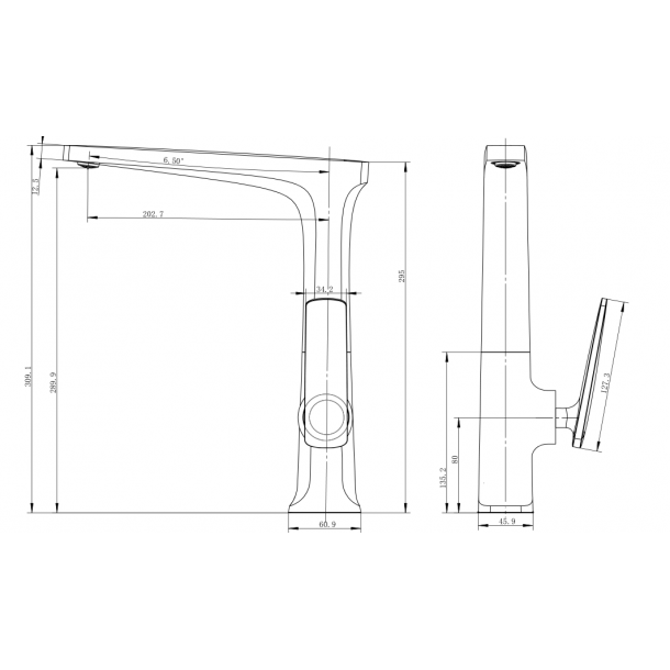 Square Black Kitchen Mixer