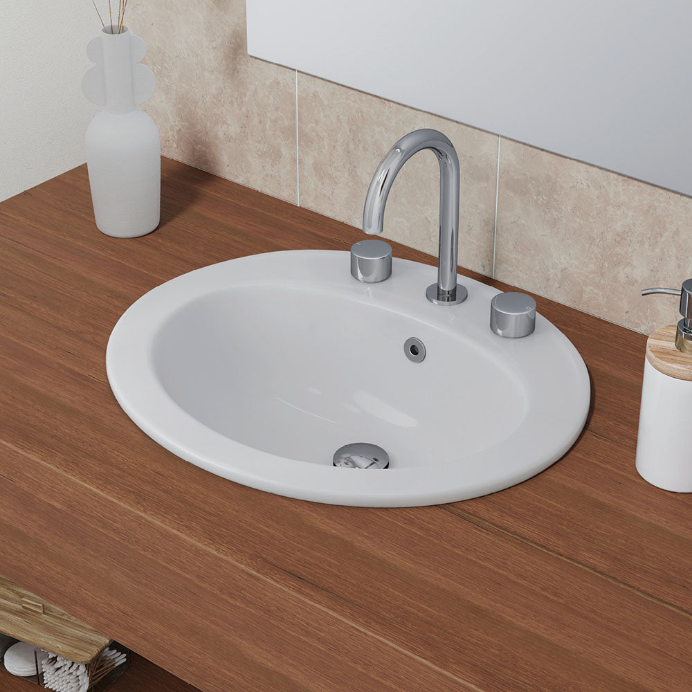 Lacy Fully-Inset Basin, 3 Tap Holes
