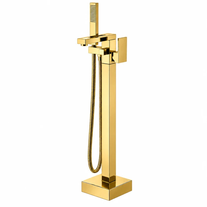 Square Freestanding Bath Mixer with Handheld Shower
