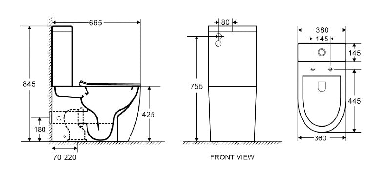 T2141A — Back-to-wall RIMLESS Toilet Suite
