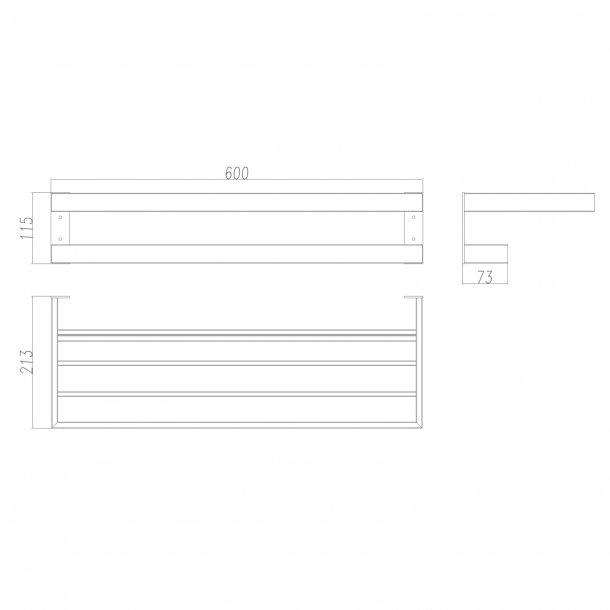 Black Double Towel Holder 600mm
