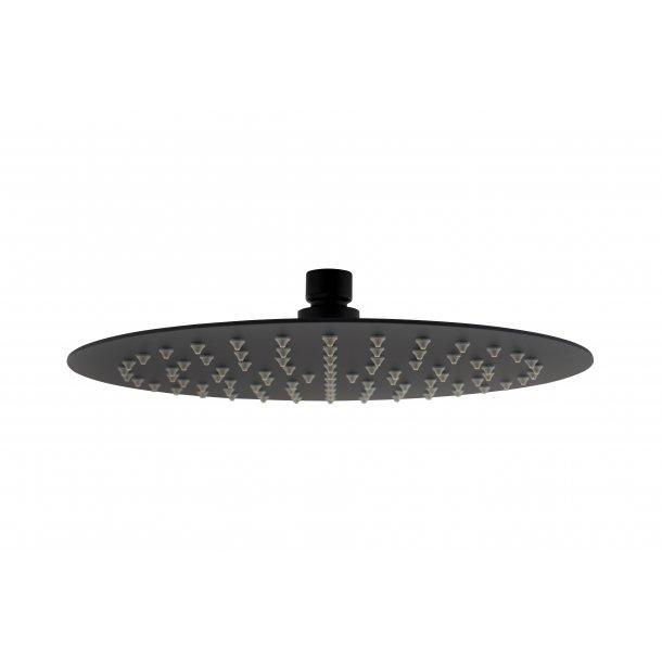 Super-slim Round Black Rainfall Shower Head 250mm
