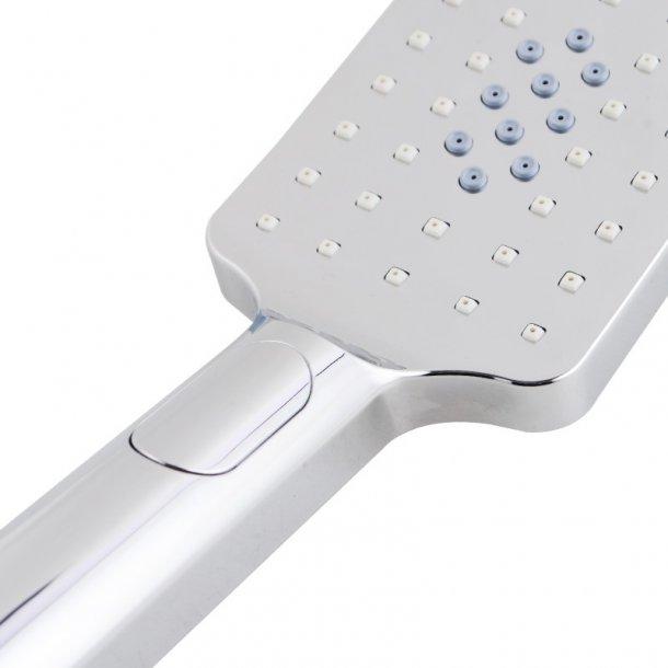 Square 3 Functions Chrome Rainfall Handheld Shower Head